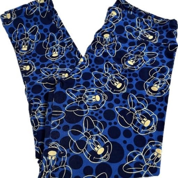 LuLaRoe Pants - LuLaRoe Disney Minnie Mouse Leggings Tall & Curvy Blue Gold Disney Leggings‎
